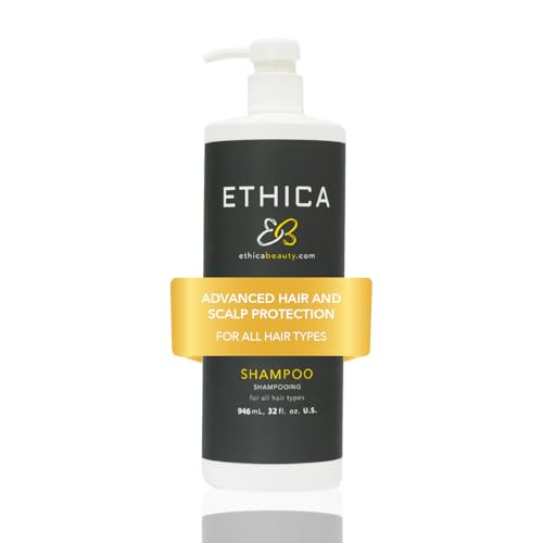 Ethica Beauty Sulfate-Free Salon-Grade Anti-Aging Moisturizing Shampoo Hypoallergenic Scalp & Hair Growth Formula For All Hair Types - Paraben Free Gluten Free Fragrance Free 32 Oz.