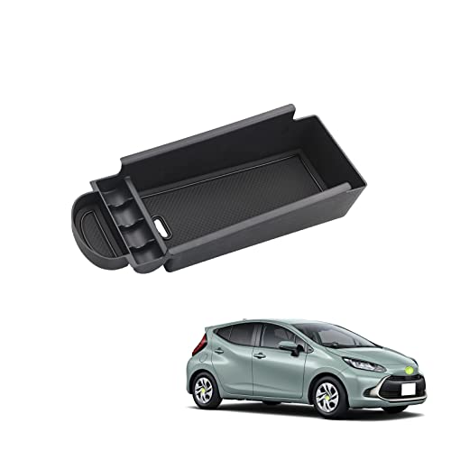 HUAHAO 新型 トヨタ アクア MXPK1# 専用コンソールトレイ コンソールボックス 二段収納 小物置き コイン収納 アクア アクセサリー センターコンソール 車用収納ボックス ABS材質 USB穴あり 滑り止め付き アクア パーツ カスタムパーツ