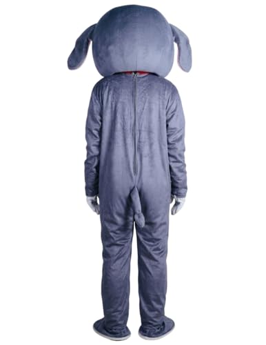 Image of BookMyCostume Elephant Cartoon Mascot Costume For Theme Birthday Party & Events|Adults|Full Size Adults, Grey,Fleece