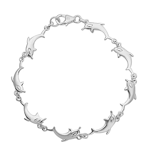 Shop LC Dolphin Link Bracelet 925 Sterling Silver Fashion Unique Gifts for Women Jewelry Size 7.25 Unique Gifts for Women