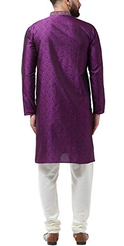Sojanya (Since 1958 Men'S Silk Blend Teal Green Self Design Only Long Kurta4