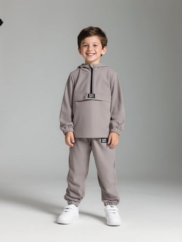 Image of Kids Boys Clothes Color Blocking Hoodie Sweatshirts and Pant 2Pcs Fall Outfits Set Size 5-10