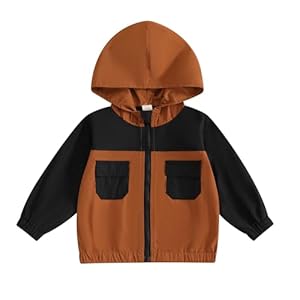 MBMSHEGH Toddler Baby Grils Boys Hoodie Zipper Waterproof Patchwork Raincoat Lightweight Windbreaker Outwear Rain Jacket 1-4T