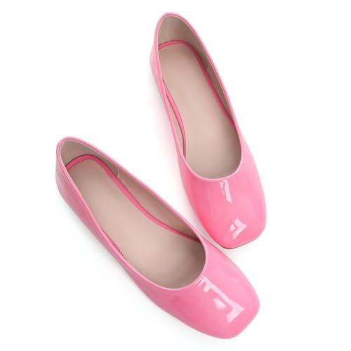 Image of ChaiRong Zhou Women Square Toe Ballets Flats Comfort Slip On Walking Shoes for Driving