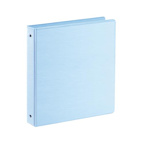 Image of SUIN 1 Inch 3 Ring Binder, Clear 1'' View Presentation Binders with 2 Pockets, Fits 8.5 x 11 Letter Size, Durable Polypropylene, Non-Stick & PVC-Free for School, Office & Home (Brushed Blue)