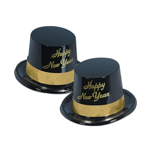 Image of Beistle Legacy New Year Topper Hat With Gold Band, One Size, Black88630-25BK