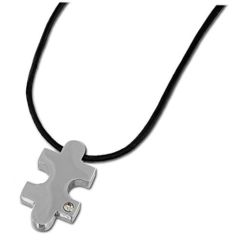Amello bijoux en acier inoxydable - Amello collier puzzle avec zircon blanc- collier en acier inoxydable pour femmes et hommes- ESK021W Cover