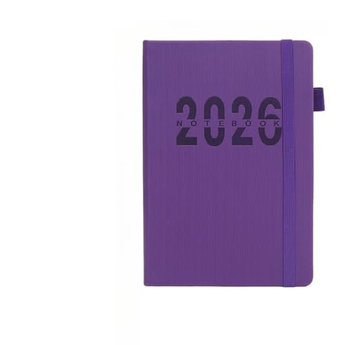 GIUPLFDTG2026年スケジュール帳 A5サイズ 英語表記 日次計画・年間カレンダー 1日1ページ式手帳 (a5,パープル)