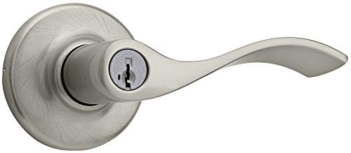 Kwikset 405BL-S Balboa Reversible Keyed Entry Door Leverset with SmartKey, Satin Nickel
