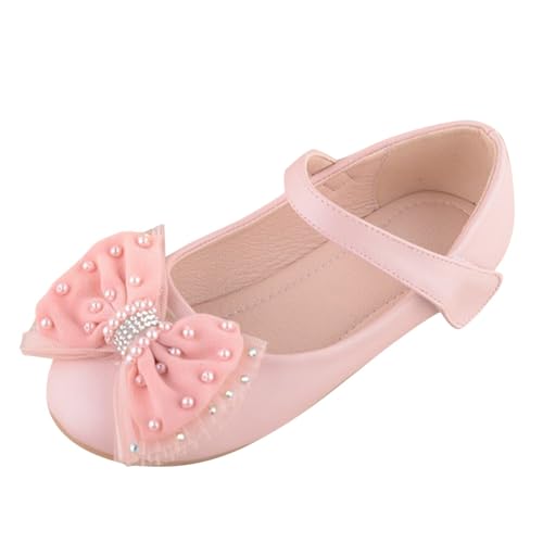 Dress Shoes for Girls Bow Flower Girl Mary Jane Flat Comfortable Soft Sole Dress Shoes for Wedding Party