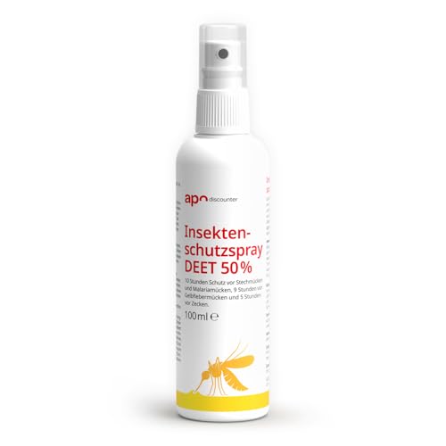 apodiscounter DEET 50% Insektenschutzspray - gegen Mücken und Zecken für Reisen Outdoor & Tropen (1x 100 ml)