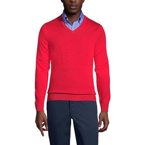 Lands' End School Uniform Men's Cotton Modal Fine Gauge V-Neck Sweater