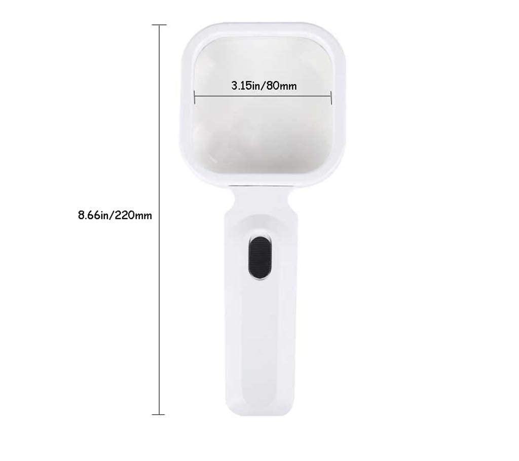 Lupa de Mano con luz, Lente PMMA Plegable 4 LED, para Leer Libros, Publicidad, Instrucciones, periódicos, Contenido de teléfonos móviles, apreciación de Joyas, exploración de Campo, Plantas