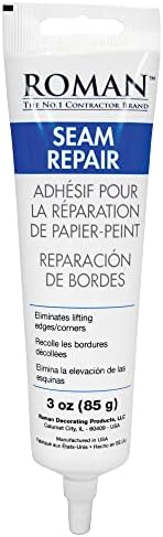 Roman Seam Repair Adhesive - Sealer for Wallpaper Tears and Loose or Overlapping Edges - White, 3 Ounce Tube with Applicator Nozzle