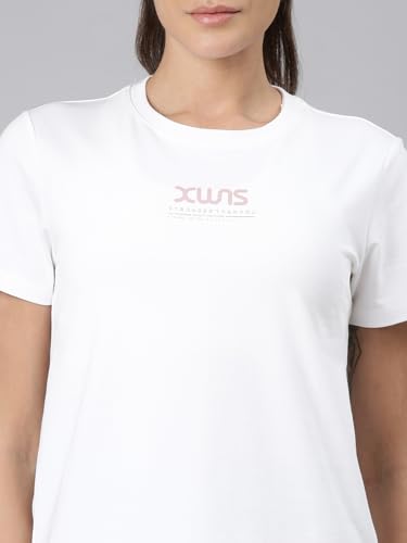 Image of XTEP Comprehensive Training Series, Slim Fit, Short Sleeve, Cotton+Elastene, Crew Neck Design, Twill Weave, Typography Printed Training T-Shirt for Women