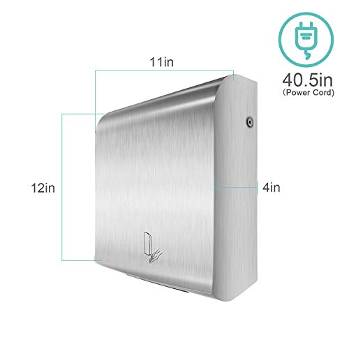 WBHome Ultra-Thin Electric Automatic Hand Dryer Commercial High Speed, Instant Heat & Dry for Bathroom Heavy Duty - Thumbnail 2