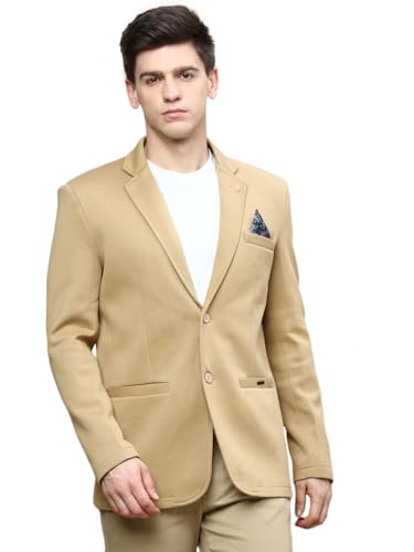 Image of SHOWOFFFF Men Solid Single Breasted Party Blazer | Notched Lapel Full Sleeves Cotton Blazer's for Mens | Slim Fit Regular Length Blazers for Men's