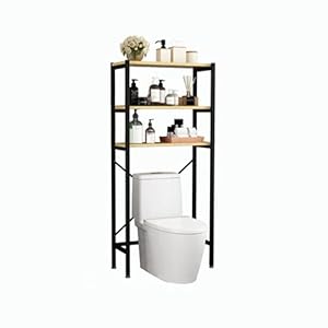 Bovenste Toiletrek. 3-laags Ruimtebesparende Opbergrekken. Badkamer Organizer Plank Boven Toilet of Wasmachine. Hout E1 en Staal.