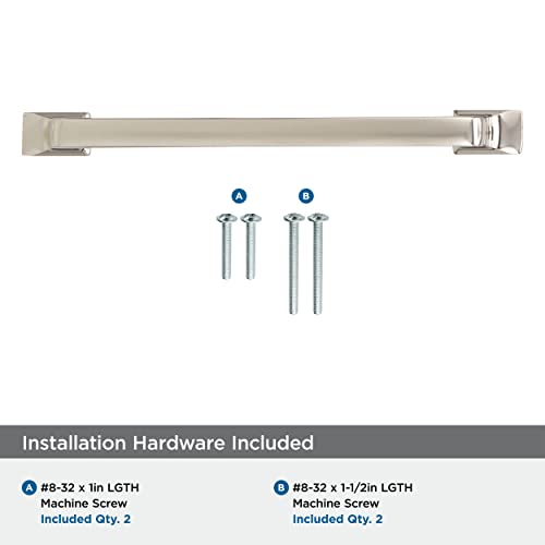 Image of Amerock 5-1 /16 inch Westerly Polished Nickel Drawer Pull | 5-1 /16 inch (128mm) Center-to-Center Mounting Distance and 6-1 /4 inches Overall Length, Durable Zinc Cabinet Hardware