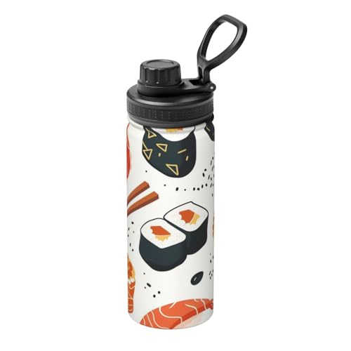 日本 刺身 寿司 魔法瓶 水筒 スポーツウォーターカップ スポーツボトル 直飲み ステンレス マグ ボトル 大容量 ポータブル こぼれ防止 持ち手付き 真空断熱 持ち運びが簡単 保温保冷 アウトドア 登山 自転車 遠足 男女兼用 18oz
