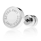 LION HEART ピアス LH-1 サークルコインスタッズピアス サージカルステンレス (金属アレルギー対応) メンズ (ポーチ付き) シルバー