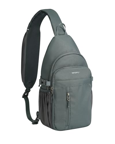 WATERFLY Small Crossbody Sling Bag: RFID Sling Backpack Chest Bag Travel Shoulder Multiple Pockets Hiking Daypack for Ma - Detailed View