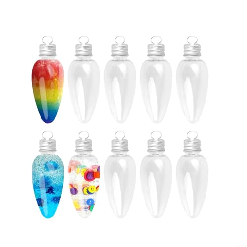 5/10/50 PCS Christmas Clear Plastic Bulb Shape Ornaments Fillable DIY Light Bulb Clear Christmas Ornaments Clear Plastic Xmas Ornaments Booze Ball for Xmas Home Party Decor(10pcs)