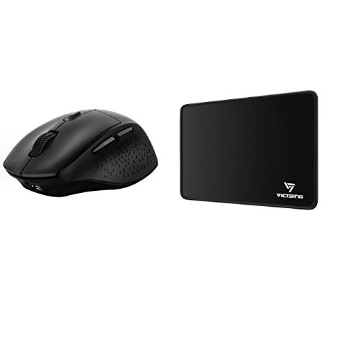 VicTsing Rechargeable Wireless Mouse and Mouse Pad, Big Size Comfortable Ergonomic Mouse, Silent Click /5 Adjustable DPI /6 Button, Computer Mouse for Laptop PC MacBook Desktop