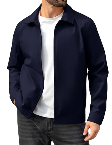 Xnova Chaqueta de Hombre Ligera Cortavientos Chaquetas Bomber cuello Vuelto Impermeable Cazadora Elegante e Informal Primavera Verano Jacket de Entretiempo (Azul, L)