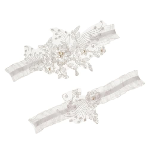 DEARMAMY 3 Pares Liga De Encaje Ligas Pulseras De Dama De Honor Novia Pulseras Elasticas Nupcial Pulsera De Perlas Decoración De La Boda Bragas Pulseras De Mujer Manga Gallina Cordón
