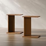 RECCI Festes Bambus-C-förmiges Couchtisch-Set mit 2 Teilen für Couch und Sofa, nachhaltiger Holz-Seitentisch für Wohnzimmer oder Schlafzimmer, werkzeugfreie Montage C Tisch Nachttisch (Espresso Brown)