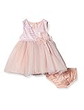 Bonnie Baby Girls' Sleeveless Side Sash Ballerina Party Dress with Panty, Pink Stripe , 12 Months