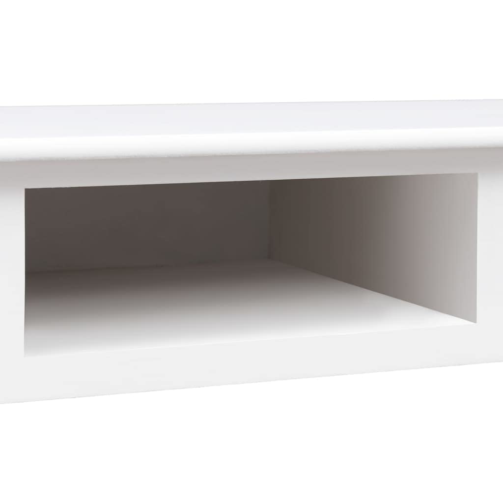 Escritorio de madera maciza Paulownia, color blanco, 108 x 45 x 76 cm, mesa de oficina con 2 cajones y compartimento abierto, mesa de ordenador con amplia superficie de trabajo para