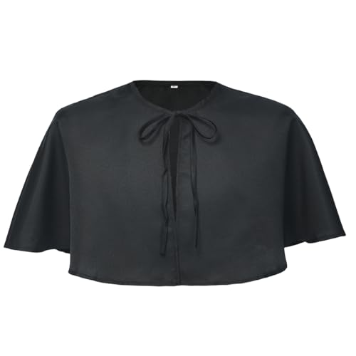 BLESSUME Unisex Medieval Short Cape Cloak (XX-Large Black)