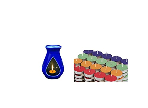 Home N Life Combo of Ceramic Clay Aroma Burner(4inch) & tealight Candles(50pcs)