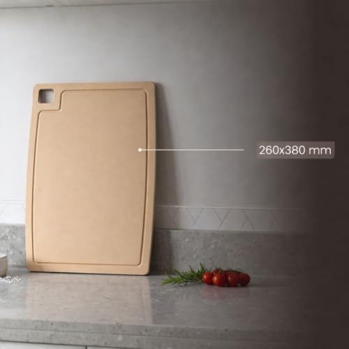 Image of Chopping Board, HPL Cutting Board with Built-in Groove, Anti-Bacterial & Water Resistant, Scratch Resistant for Kitchen Use, 26 x 38 cm