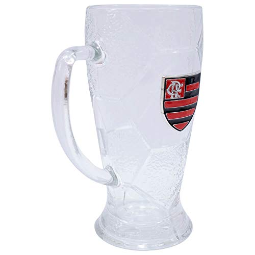 Kit torcedor do Flamengo com 2 peças - Caneca Vidro 630ml com Brasão + Chaveiro Metal Gira