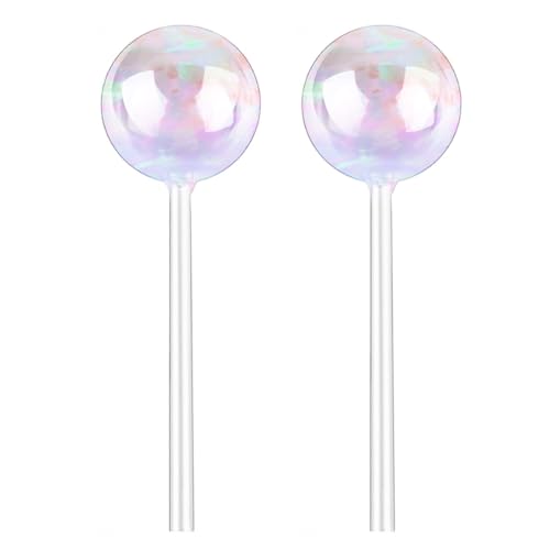2個 自動水やり器 自動給水器 植物 ガラス 23cm 丸形 散水グローブ レインボーガラス植物 セルフウォーター電球 屋内植物用 鉢植え 植物 盆栽 留守対策 出張 旅行用