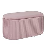 PINPLUS Round Storage Ottoman, Pink Velvet Circle Ottoman, Foot Rest Stool Large Toy Chest with Lid