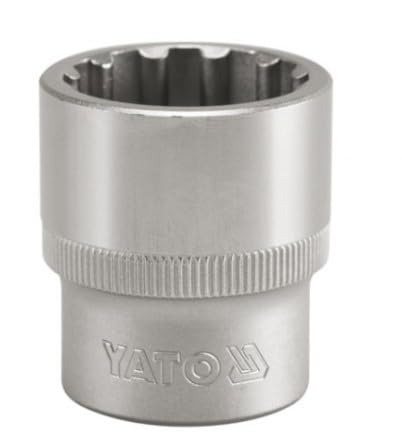 Yato YT-1465 Spline Socket of Size 13mm & Length 38mm Suitable for1/2 inchSocket Wrench Set |CrV Chromium Mirror Plated Steel|Socket Tool Box|Used as Home & Mechanical Tools|Industrial/Car tool 1