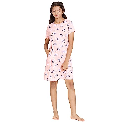 Image of Zivame Mickey & Friends Knit Cotton Knee Length Nightdress - Lemon Drop