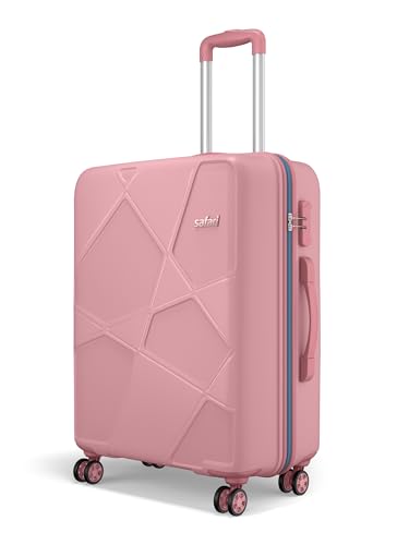 Image of Safari Pentagon Pro 8 Wheels 65cm Medium Size Trolley Bag, Hard Case Polypropylene, 360º Wheeling Small Check in Luggage, Suitcase for Travel, Trolley Bags for Travel, Rose Gold