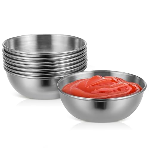 Healeved 8pcs Stainless Steel Sauce Dishes Round Seasoning Dishes Sushi Dipping Bowls Saucers Bowl Mini Appetizer Plates Seasoning Dish Saucer Plates Mini Bowls 3.15 Inch by Hemoton - Used condition - US$13.85