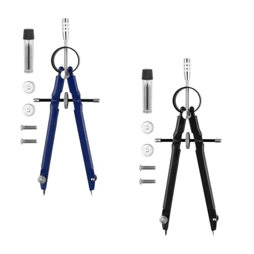 EIHI Herramientas para Cuero,2 Piezas Compás para Dibujo, Primaria Secundaria, Compás de Puntas de Precisión Compás Metalico Compás de Geométrica con Eje de Transmisión para Escuela Oficina