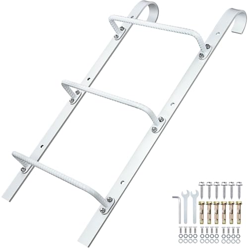 Zwinz 3-Rung Window Well Ladder Hooked Heavy Duty Steel Wall Mounted Ladder Powder-Coated Basement Egress Window Ladder 34.2 Lx17.9 W White