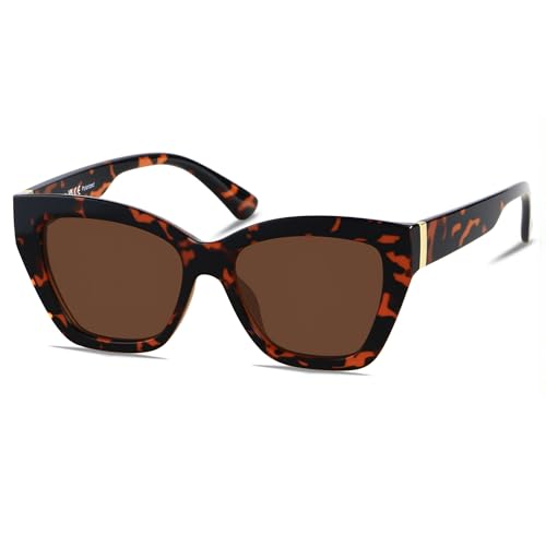 ANDWOOD Trendy Cute Cat Eye Polarized Sunglasses for Women Fashion Cateye Sunnies Lentes de sol para mujer Tortoise Shell