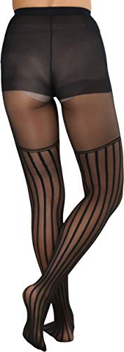 Image of ToBeInStyle Womens High Fashion Sheer Full Footed Vertical Stripe Tights