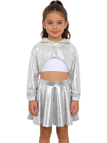 Tenue pailletée pour fille comprenant trois pièces scintillantes style disco
