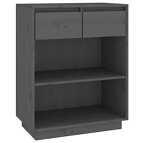 Aparador gris de madera maciza con compartimentos estile rustico 2