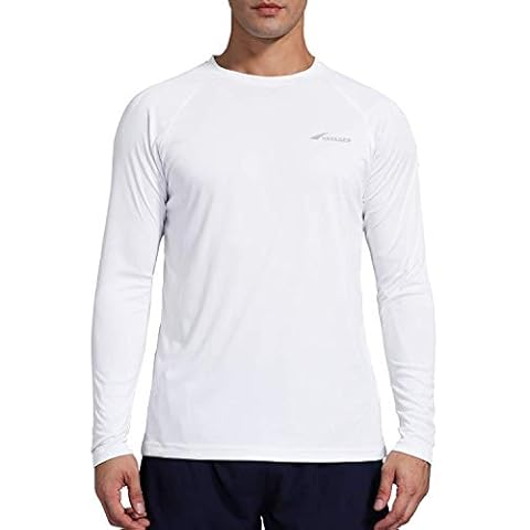 Mens Sun Shirts UPF 50+ UV Protection Long Sleeve Dri-fit Cooling Outdoor Shirts for Hiking, Fishing, Running(White XXL) Cover